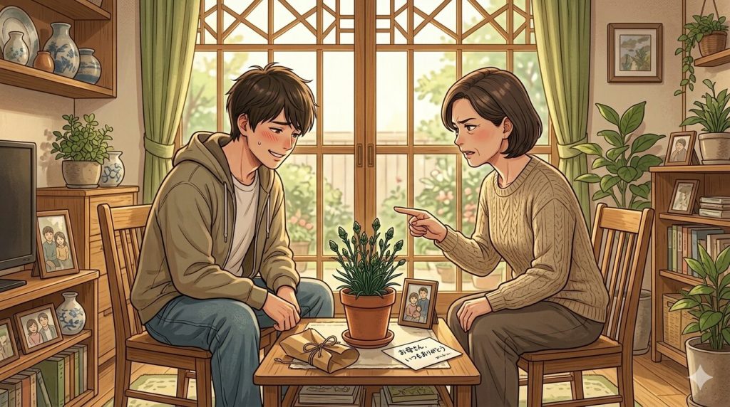 固いつぼみばかりのカーネーションを母に贈ってしまい、お礼どころか説教される20代男性